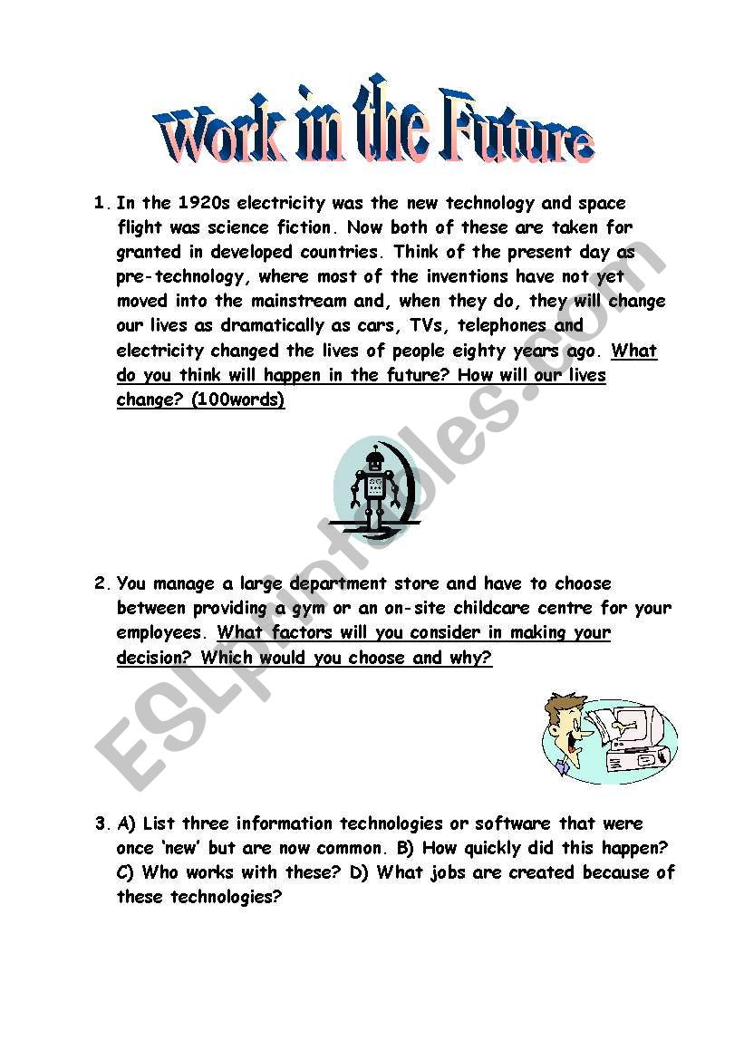 Work in the Future worksheet