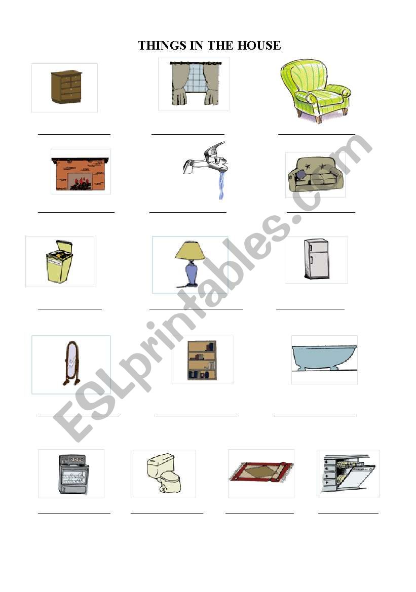 Things in the house worksheet