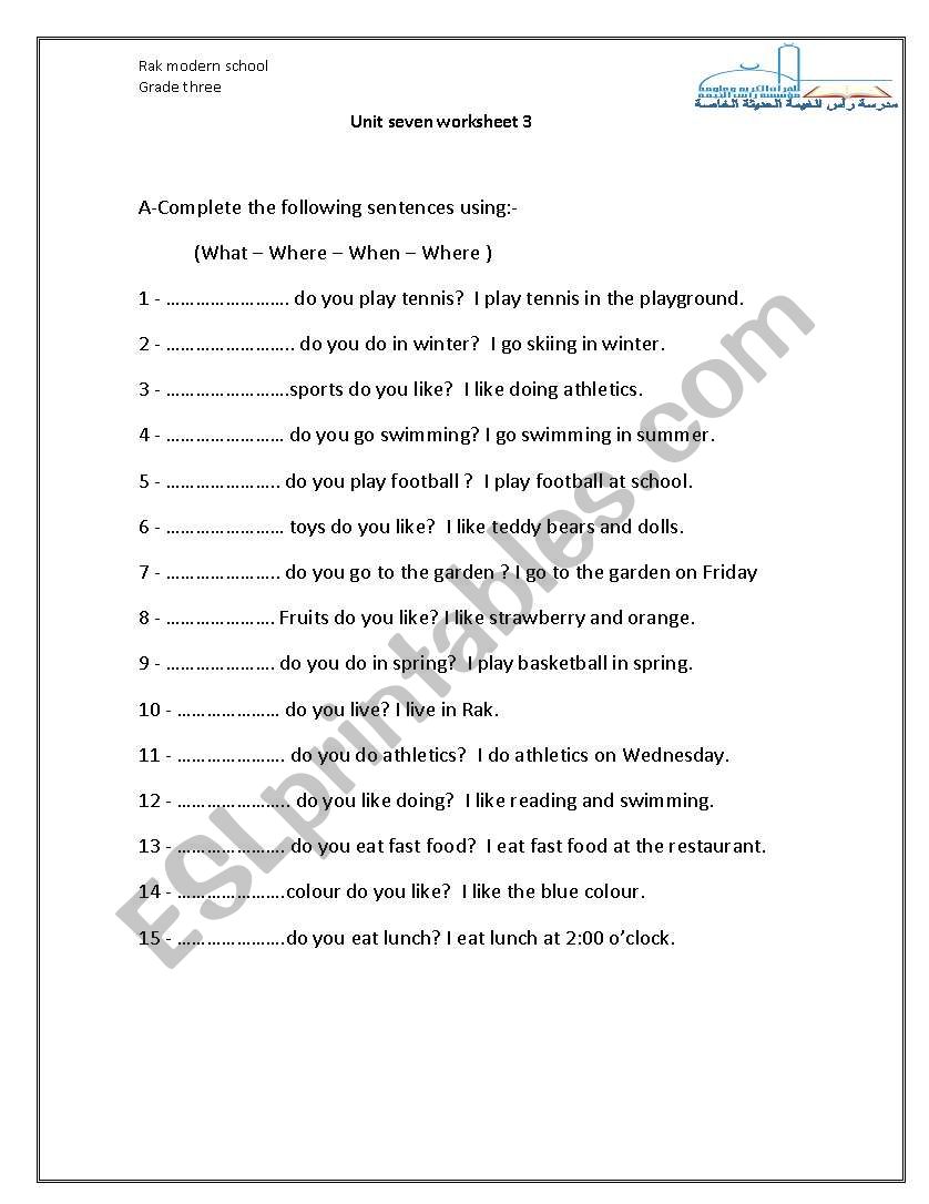 grammar worksheet worksheet