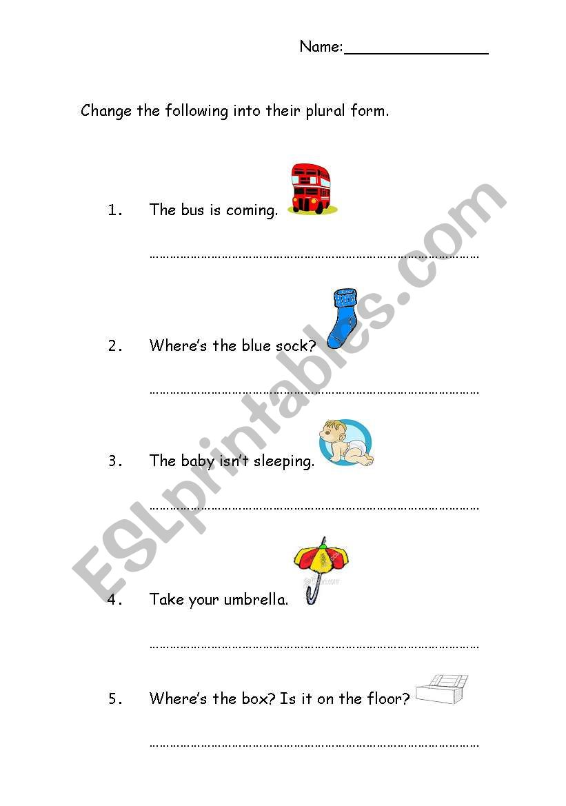 Change into plural form worksheet