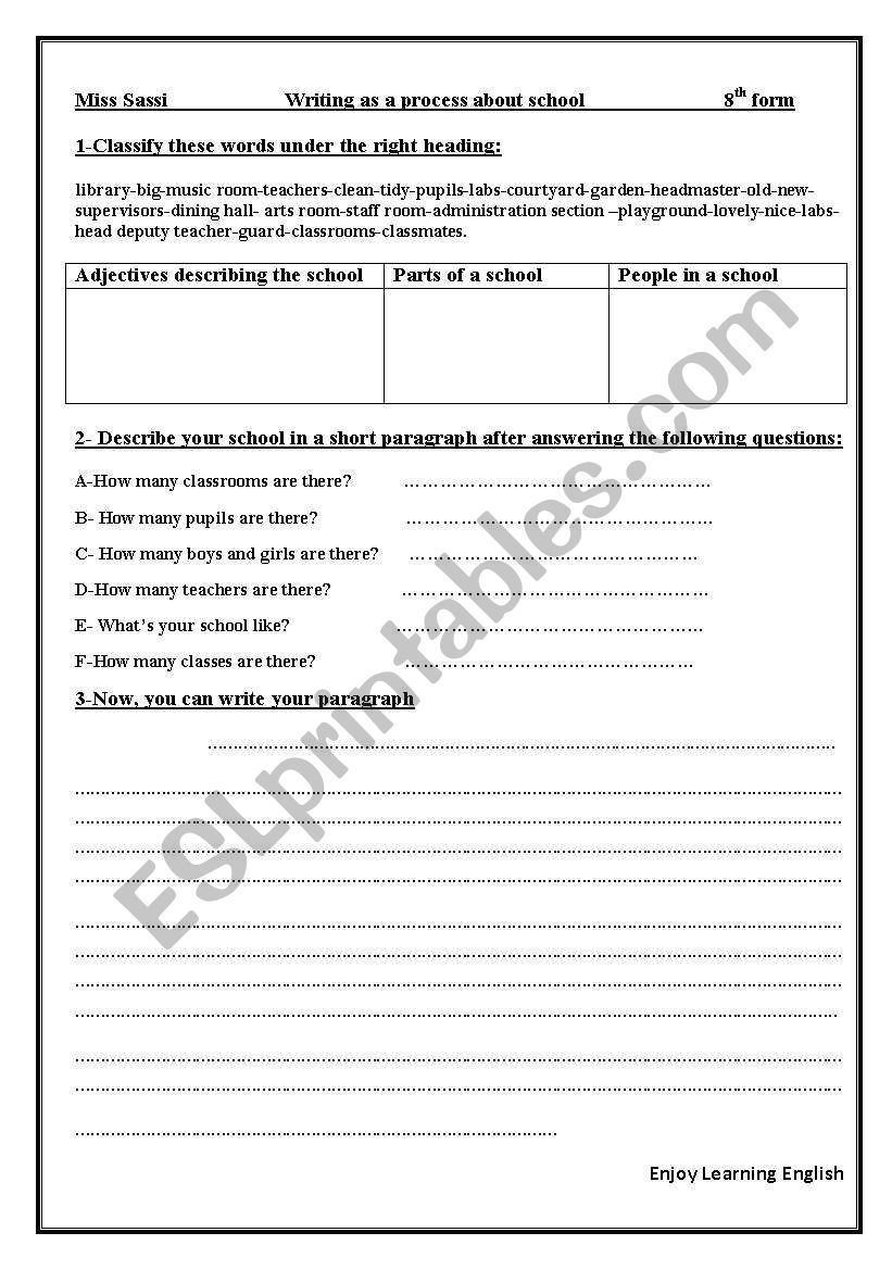 writing as a process about describing school