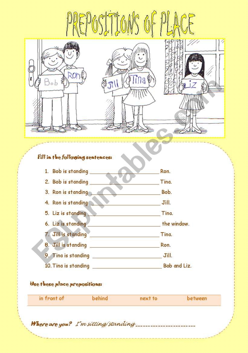 PLACE PREPOSITIONS worksheet