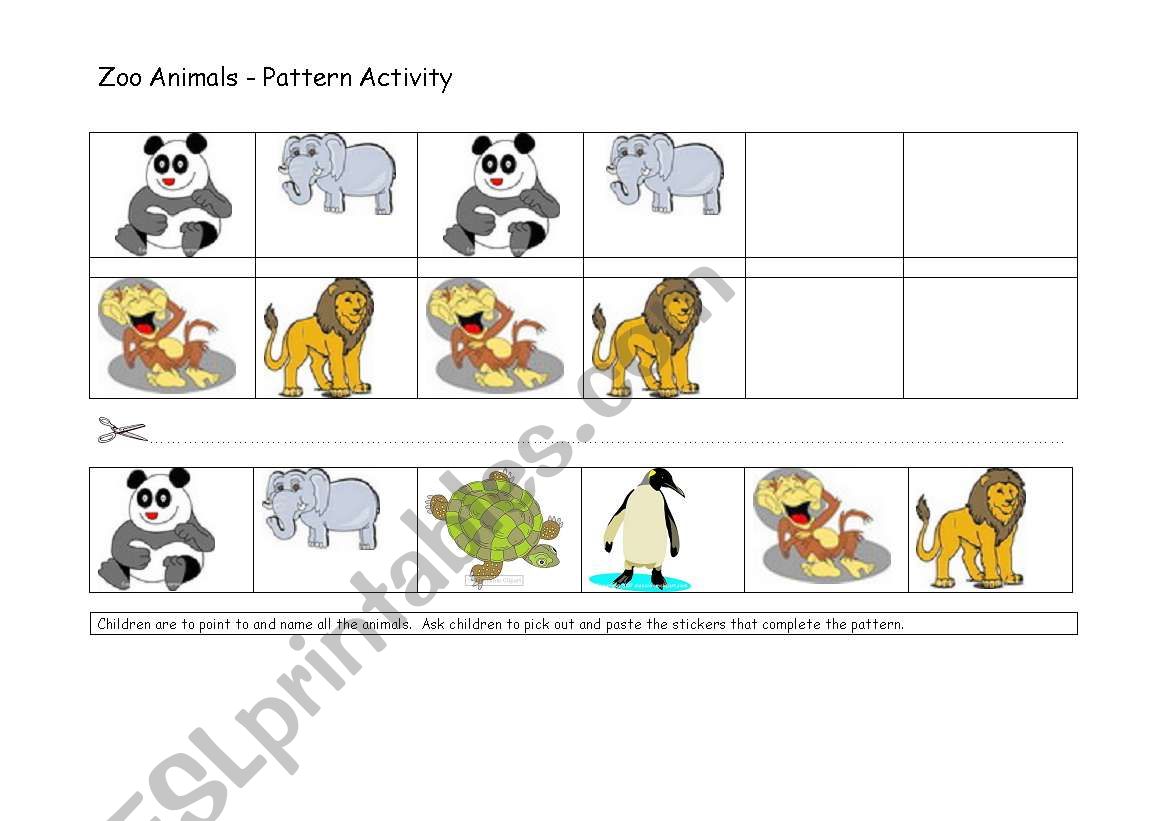 Motor skills pattern pictures worksheet