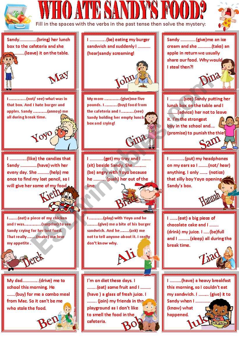 WHO ATE SANDYÂ´S FOOD? worksheet