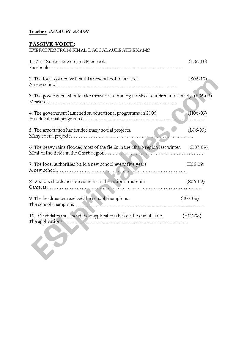 Passive voice worksheet