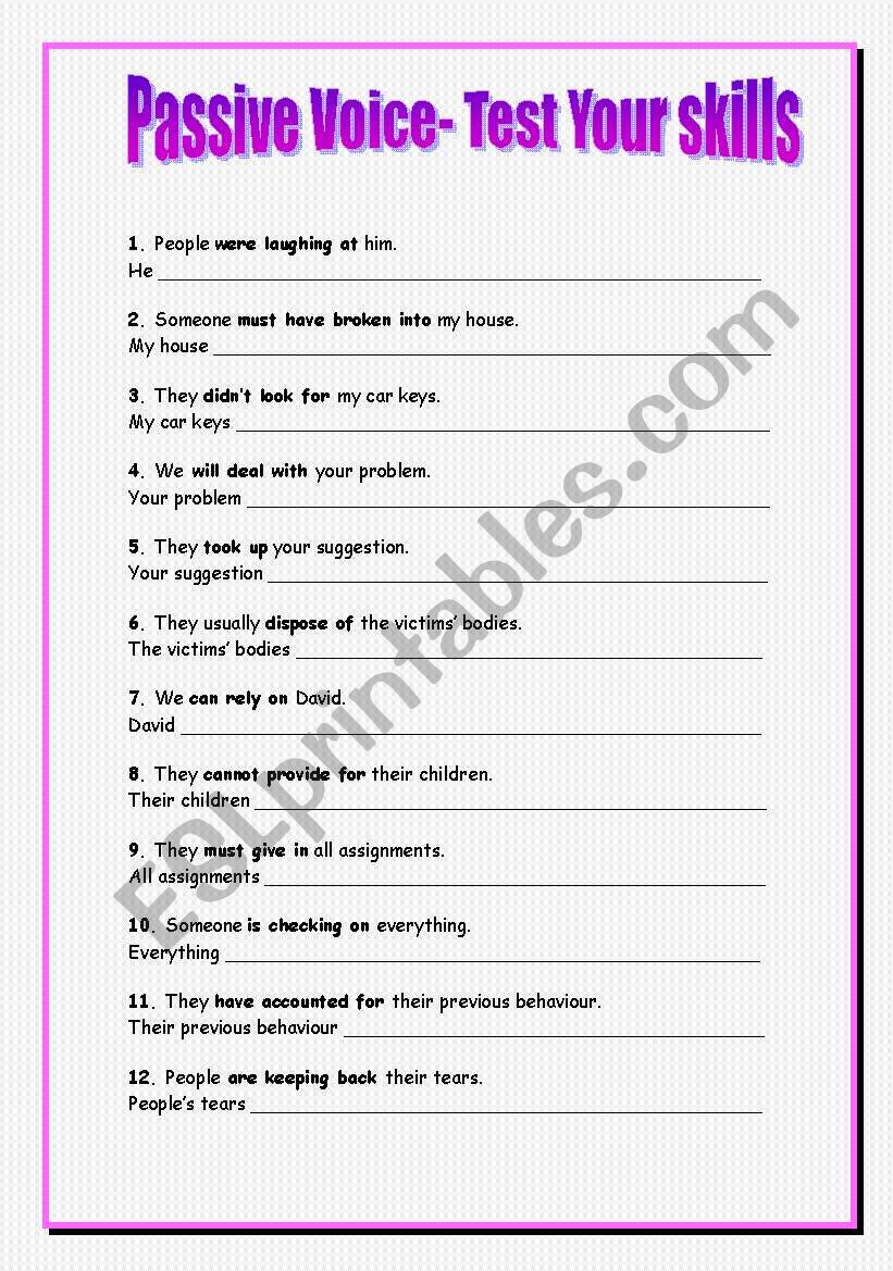 Passive voice test your skills