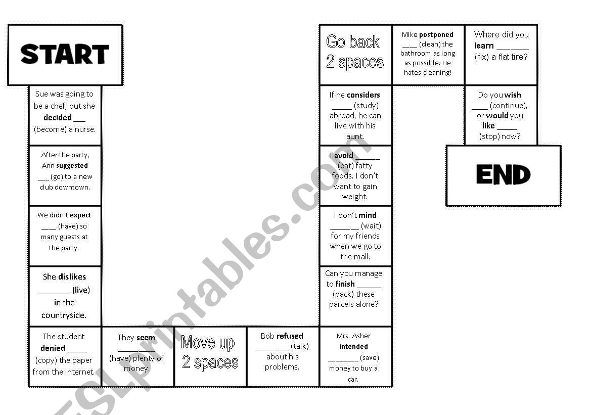 Board Game: Gerunds vs Infinitives