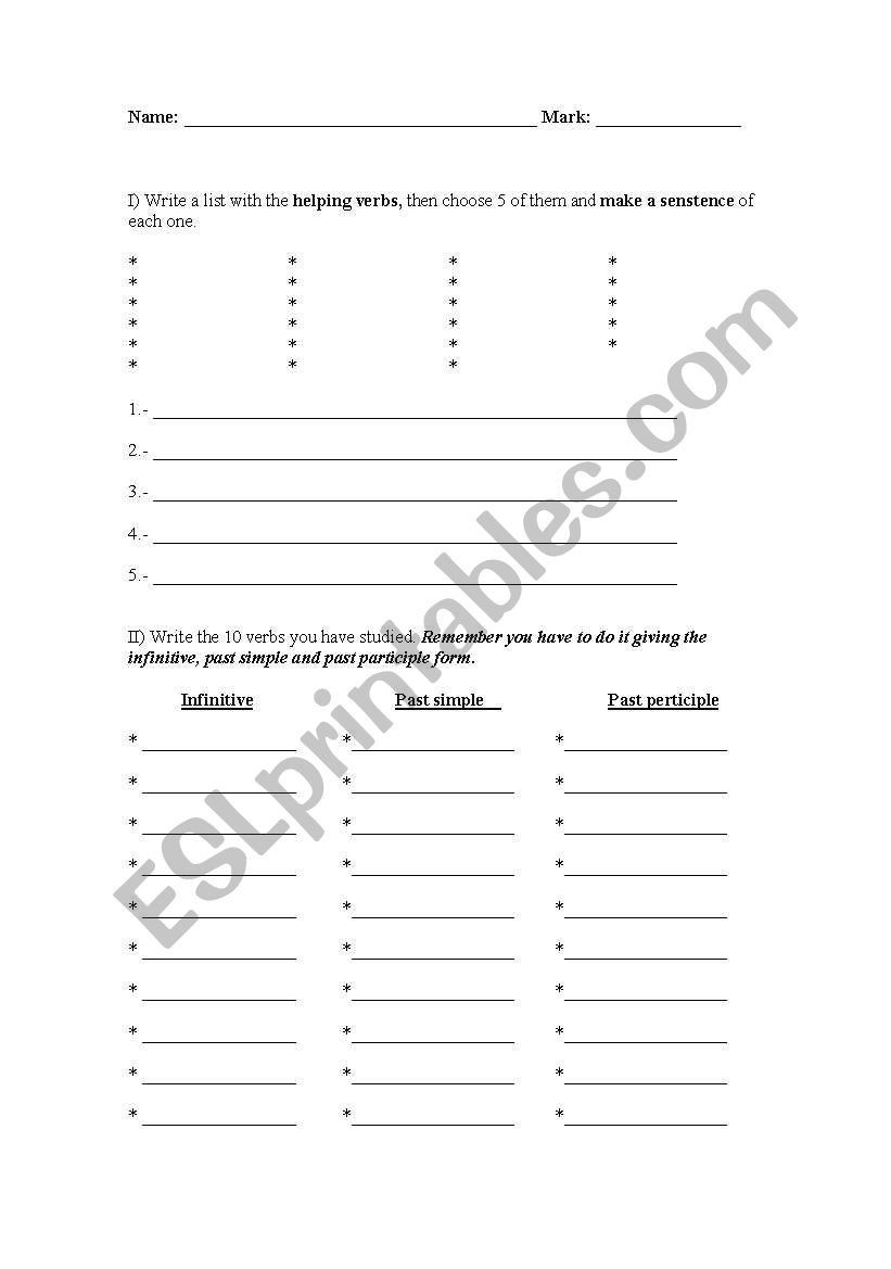 past simple worksheet