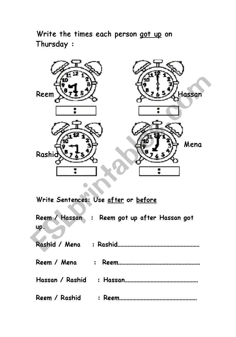 Telling time worksheet