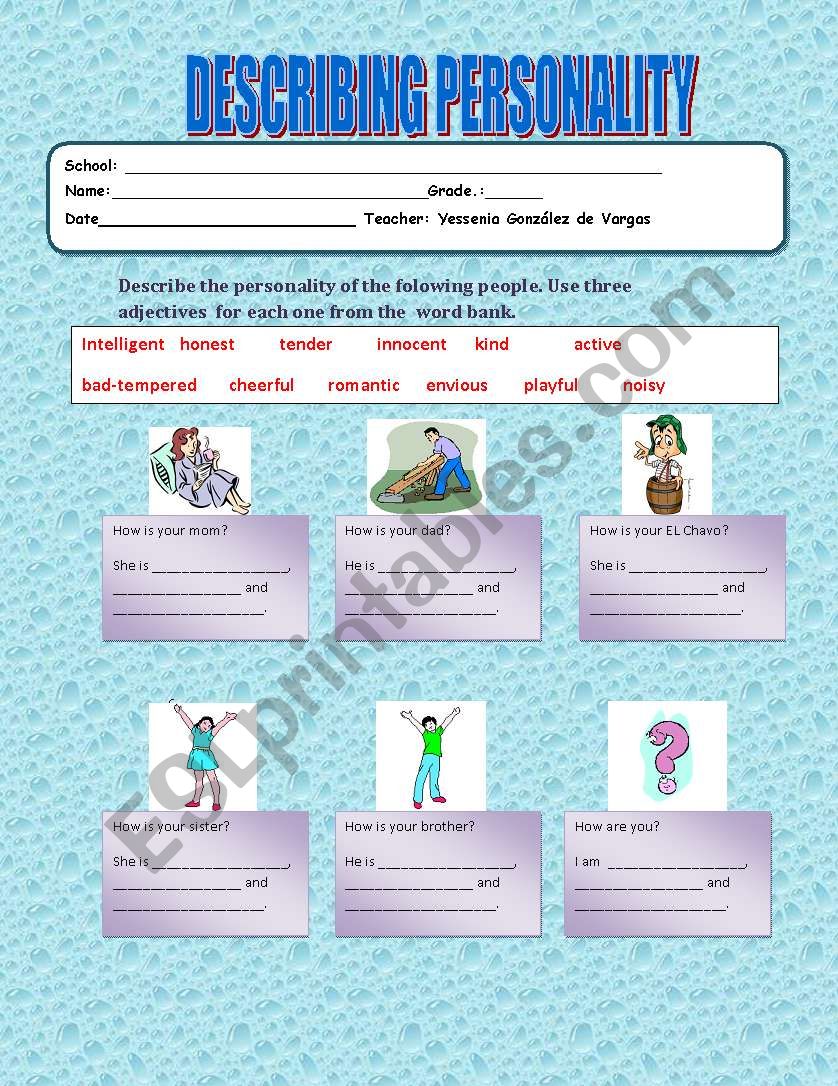 DESCRIBING PEOPLE worksheet