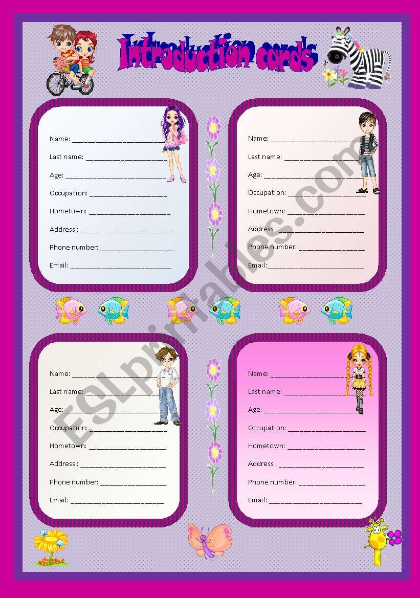 Speaking cards - Personal information - *editable* - Reuploaded