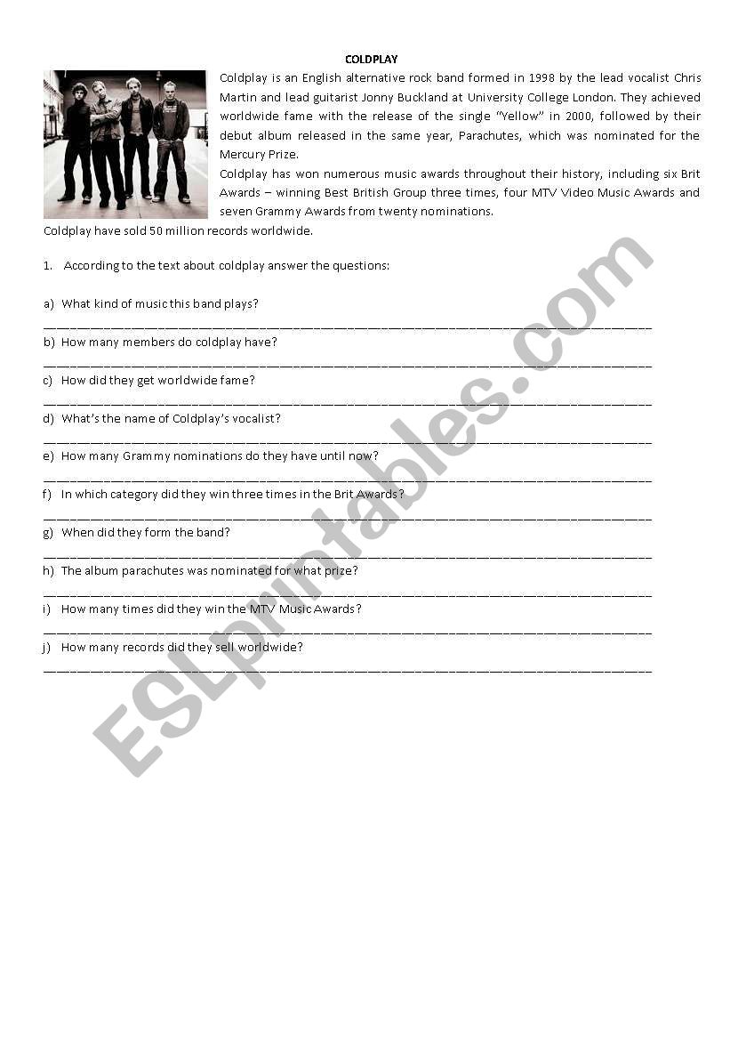 Text and Comprehension worksheet