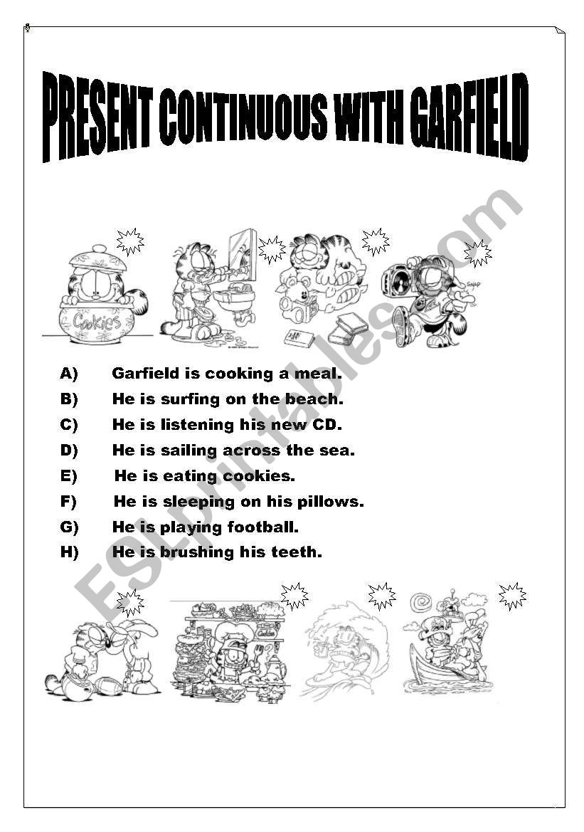 GARFIELD-PRESENT CONTINUOUS worksheet