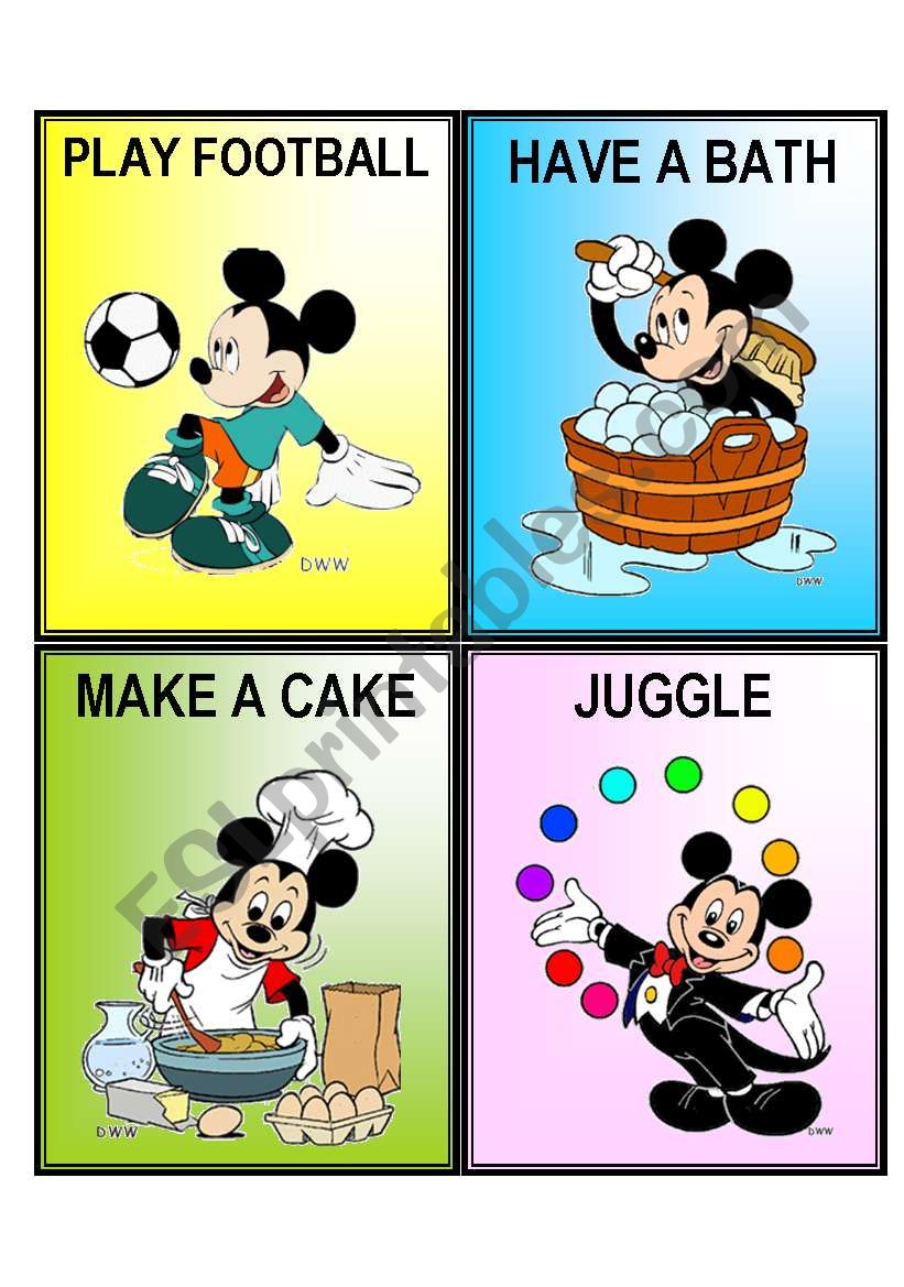 MICKEY ACTION CARDS worksheet