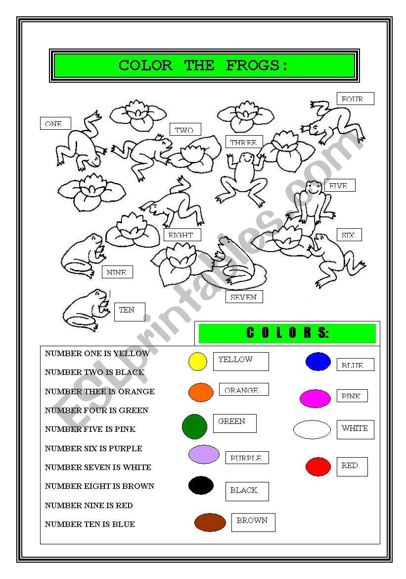 PAINT THE FROGS worksheet