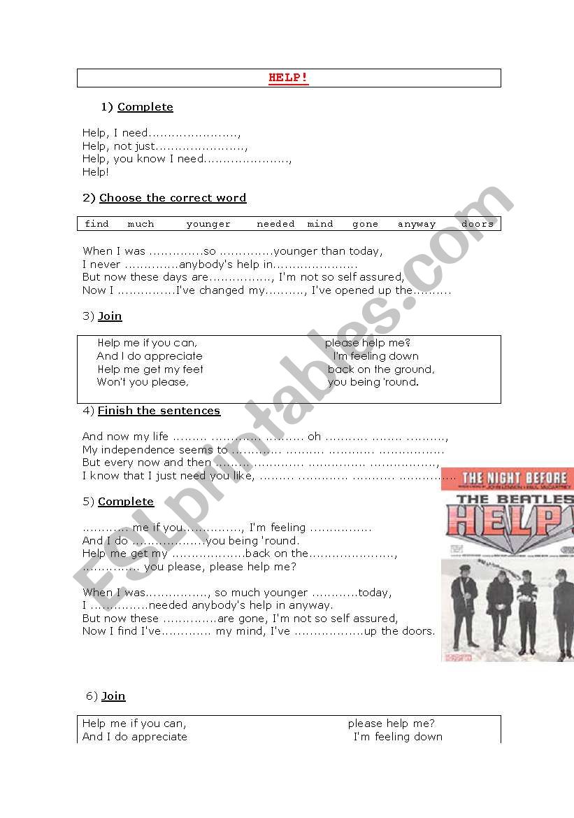 HELP! worksheet