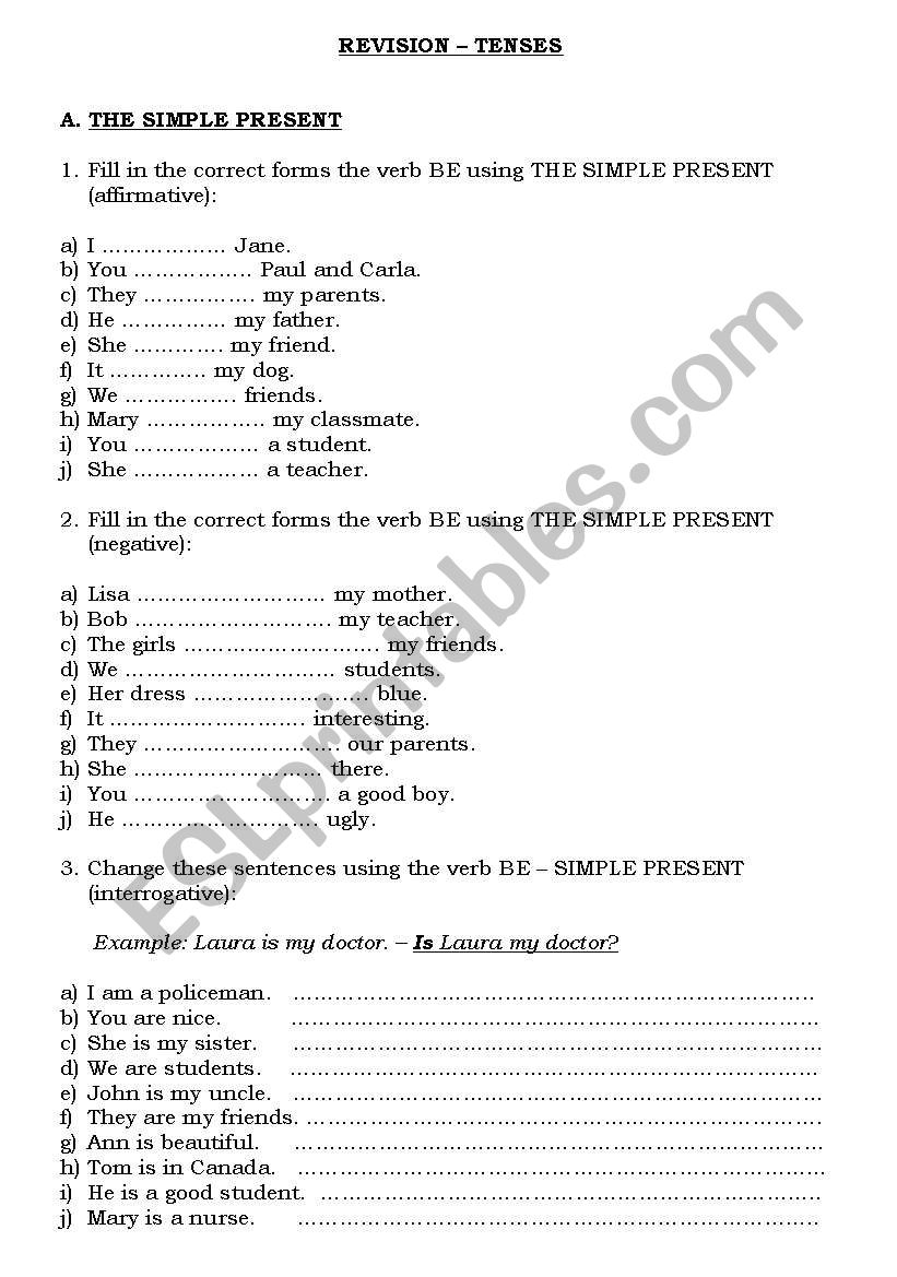 Revision - Simple Present, Present Continuous, Past Simple
