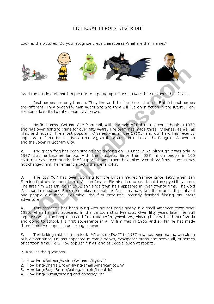 Fictional Characters worksheet