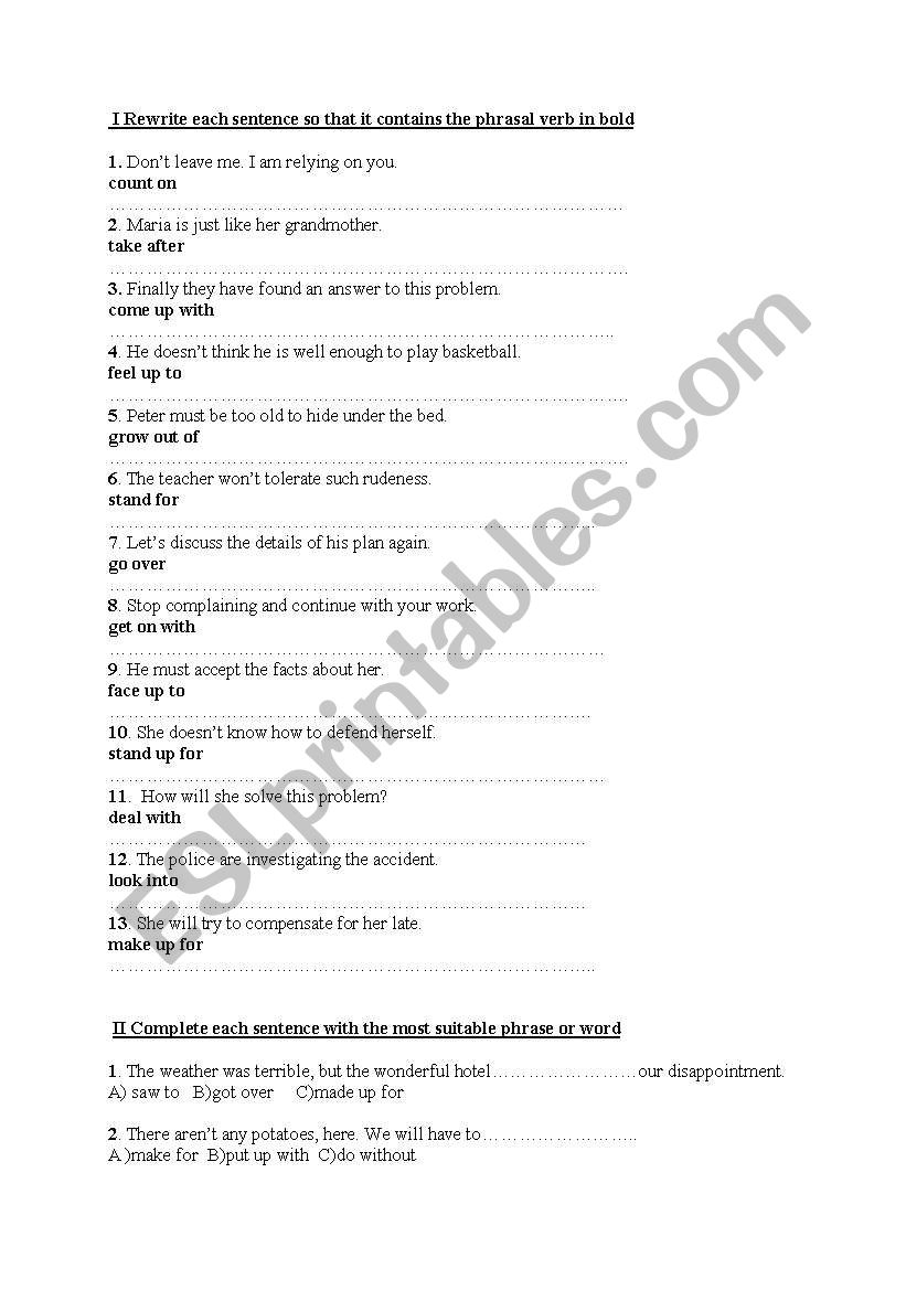 phrasal verbs worksheet