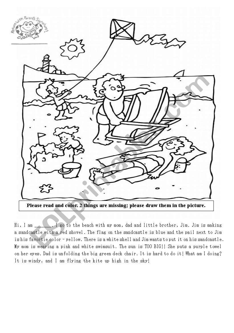 At the Beach worksheet