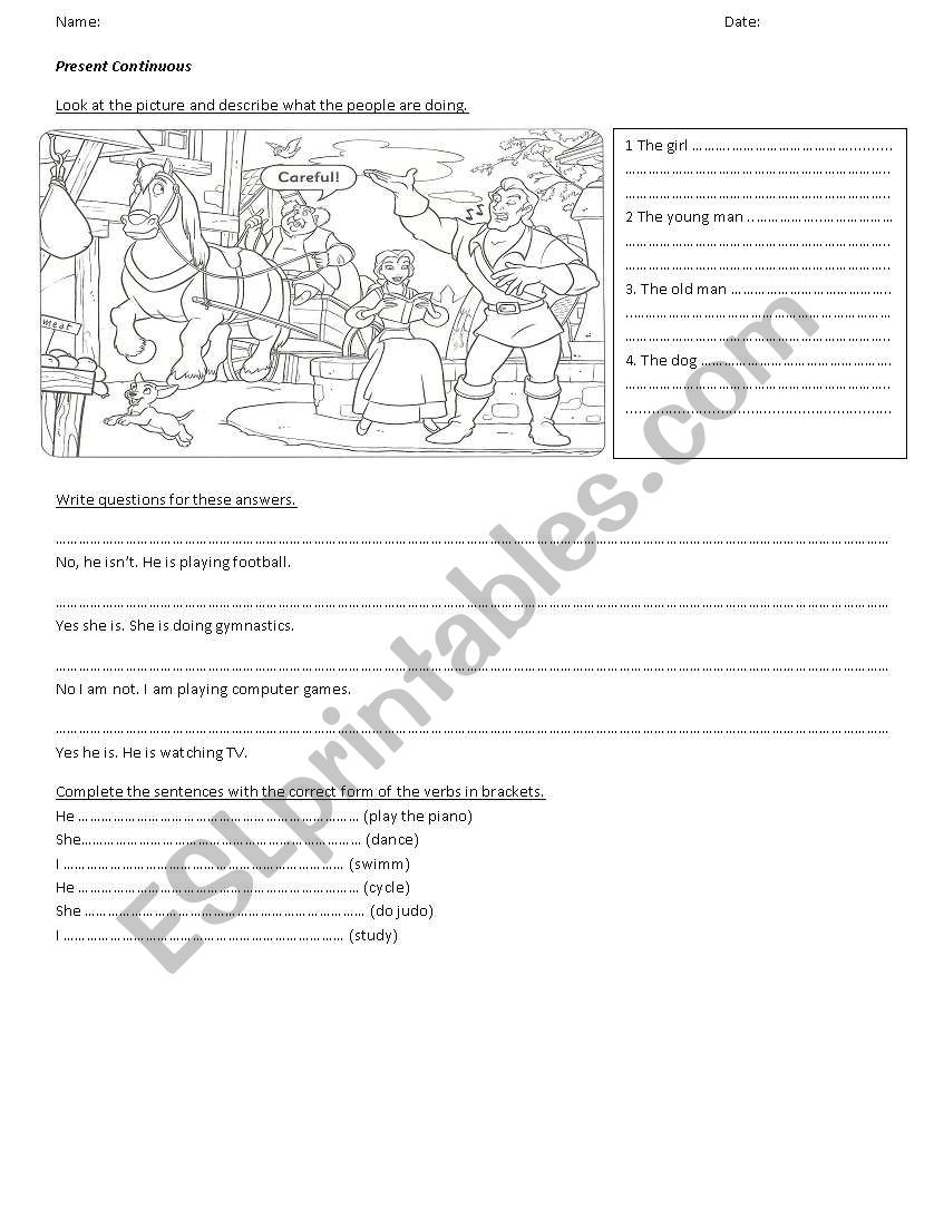 Quiz- Present Continuous worksheet