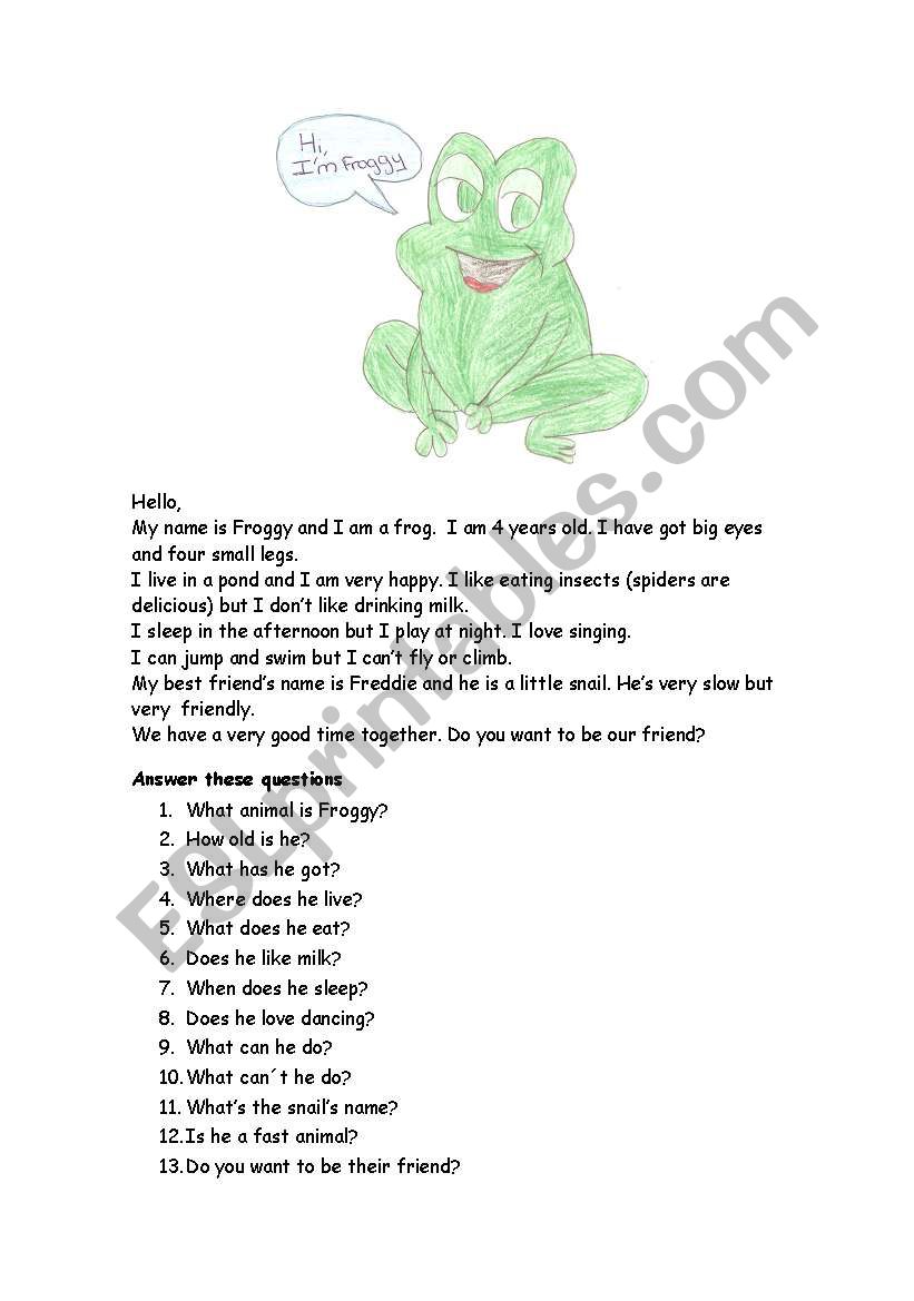 Froggy worksheet