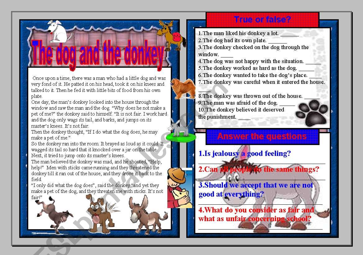 the dog and the donkey worksheet