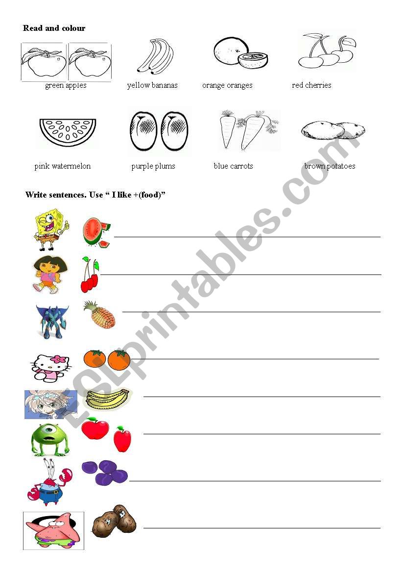 FOOD worksheet