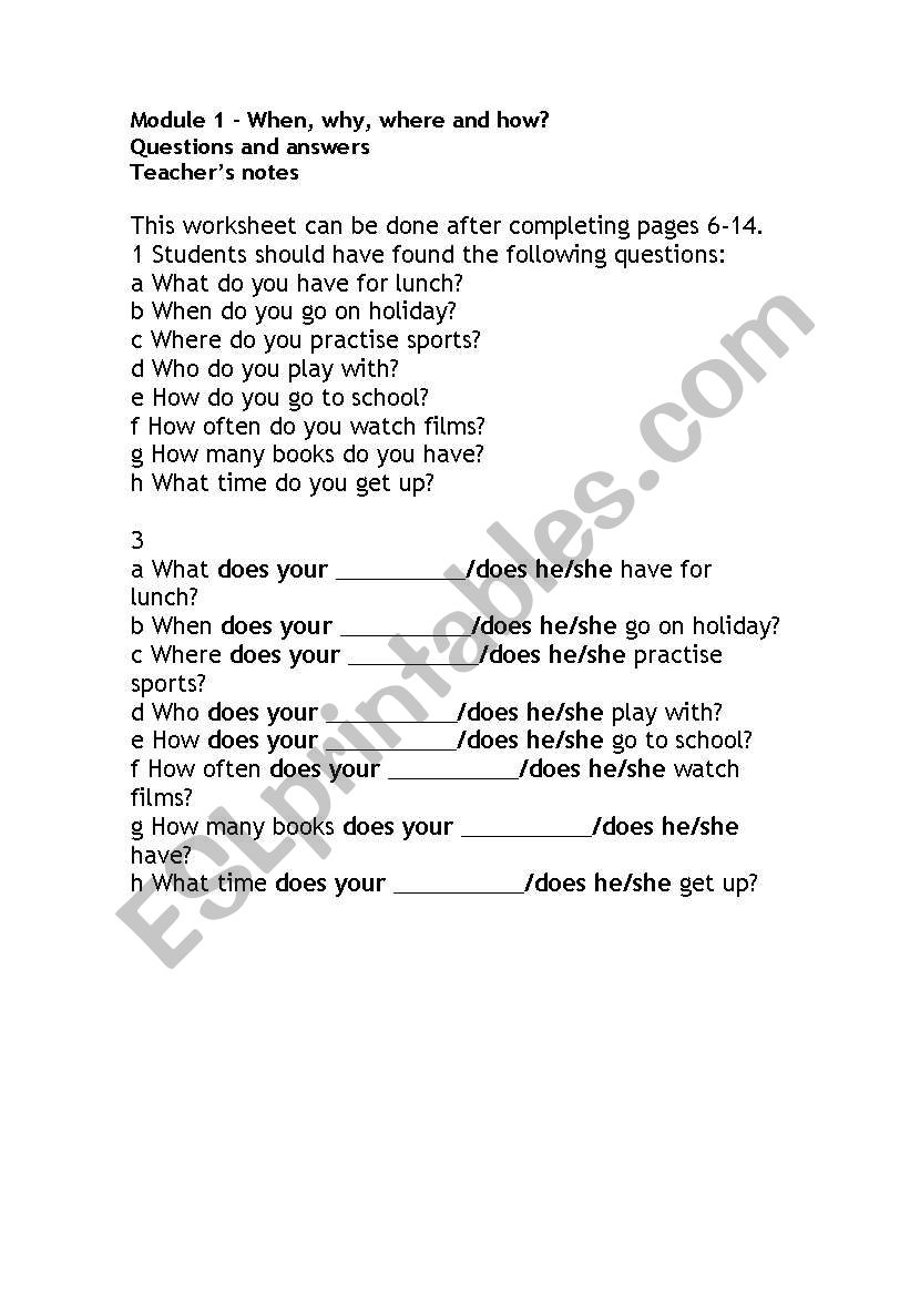 Interrogative pronouns. worksheet