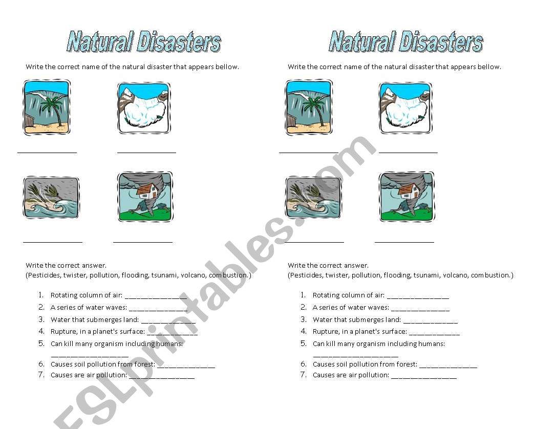 NATURAL DISASTERS worksheet