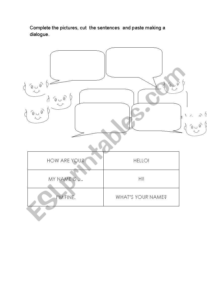 Greetings- Making a dialogue worksheet