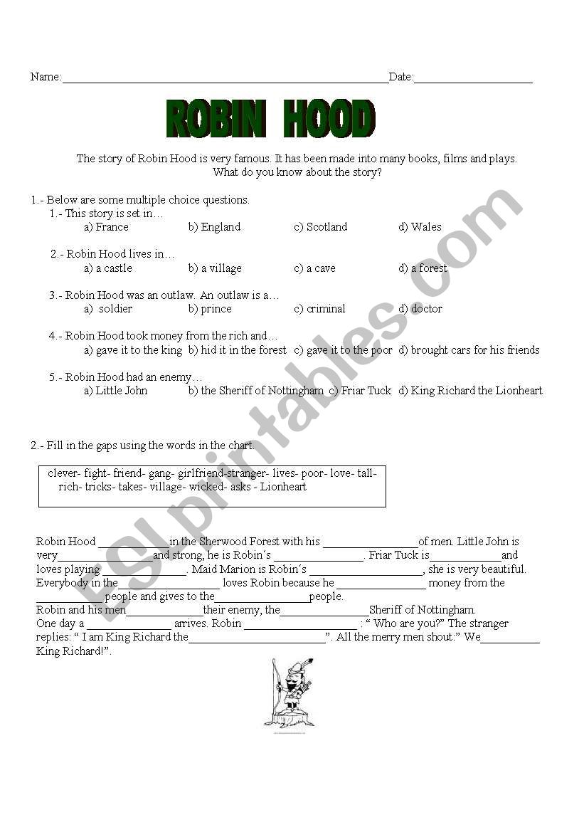 Robin Hood worksheet