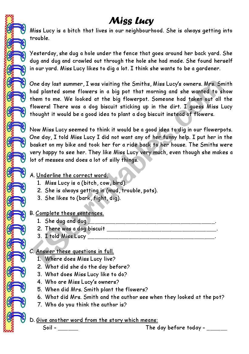 miss lucy worksheet
