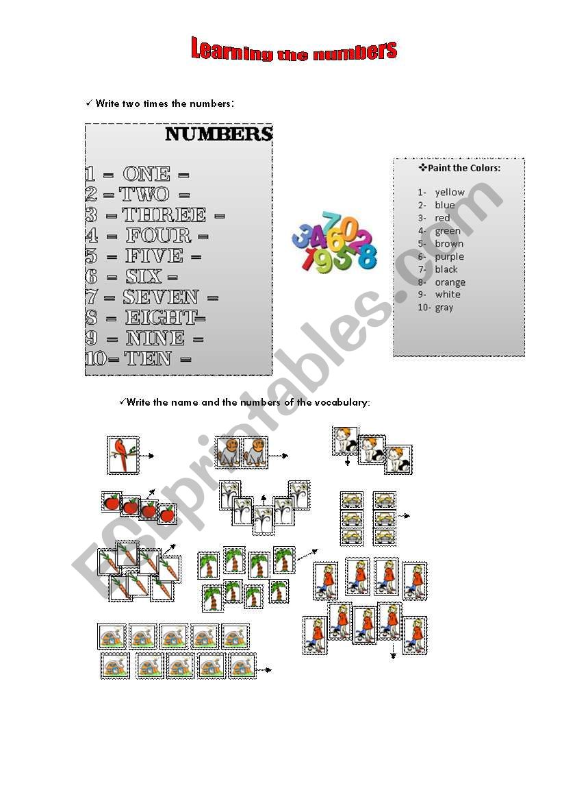 Learning NUMBERS worksheet