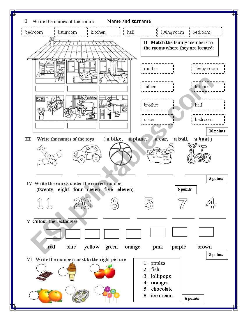 Test for very young kids worksheet