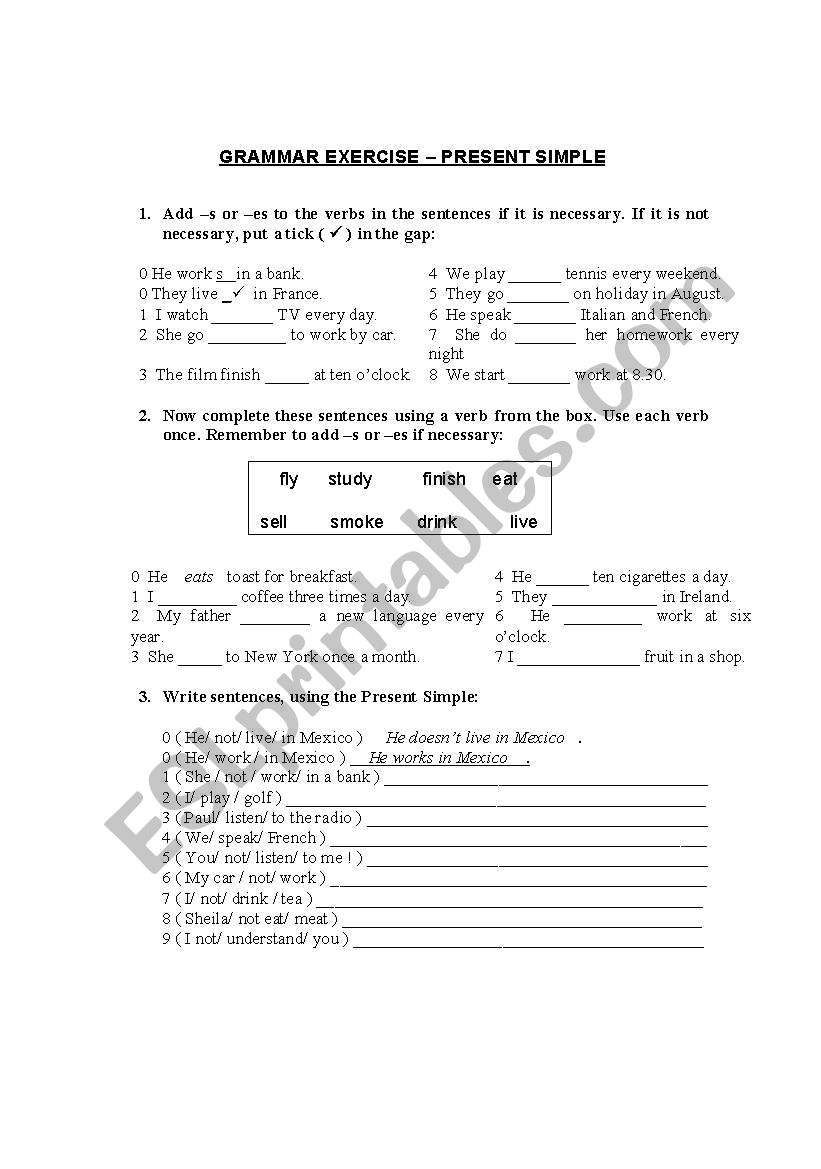 Present Simple worksheet