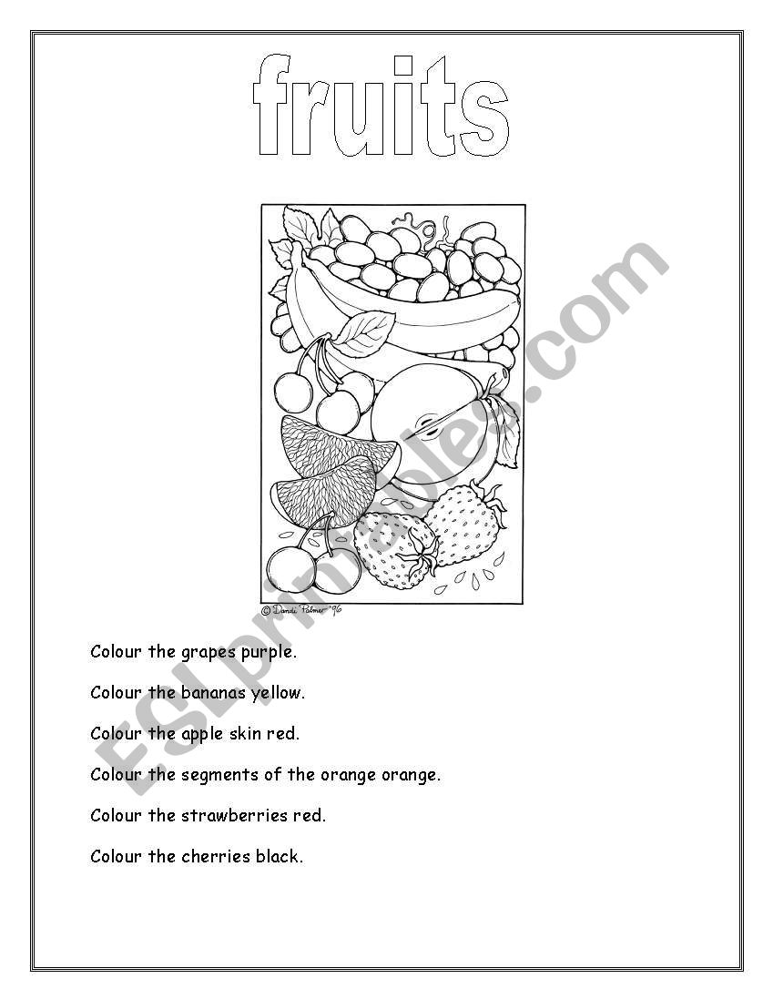 fruit colouring worksheet worksheet