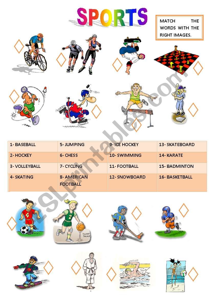 SPORTS MATCHING worksheet