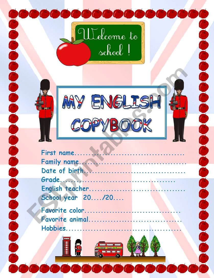 copybook front page worksheet