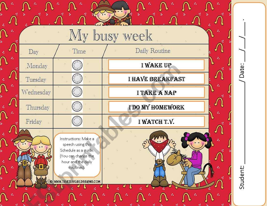 My busy week worksheet