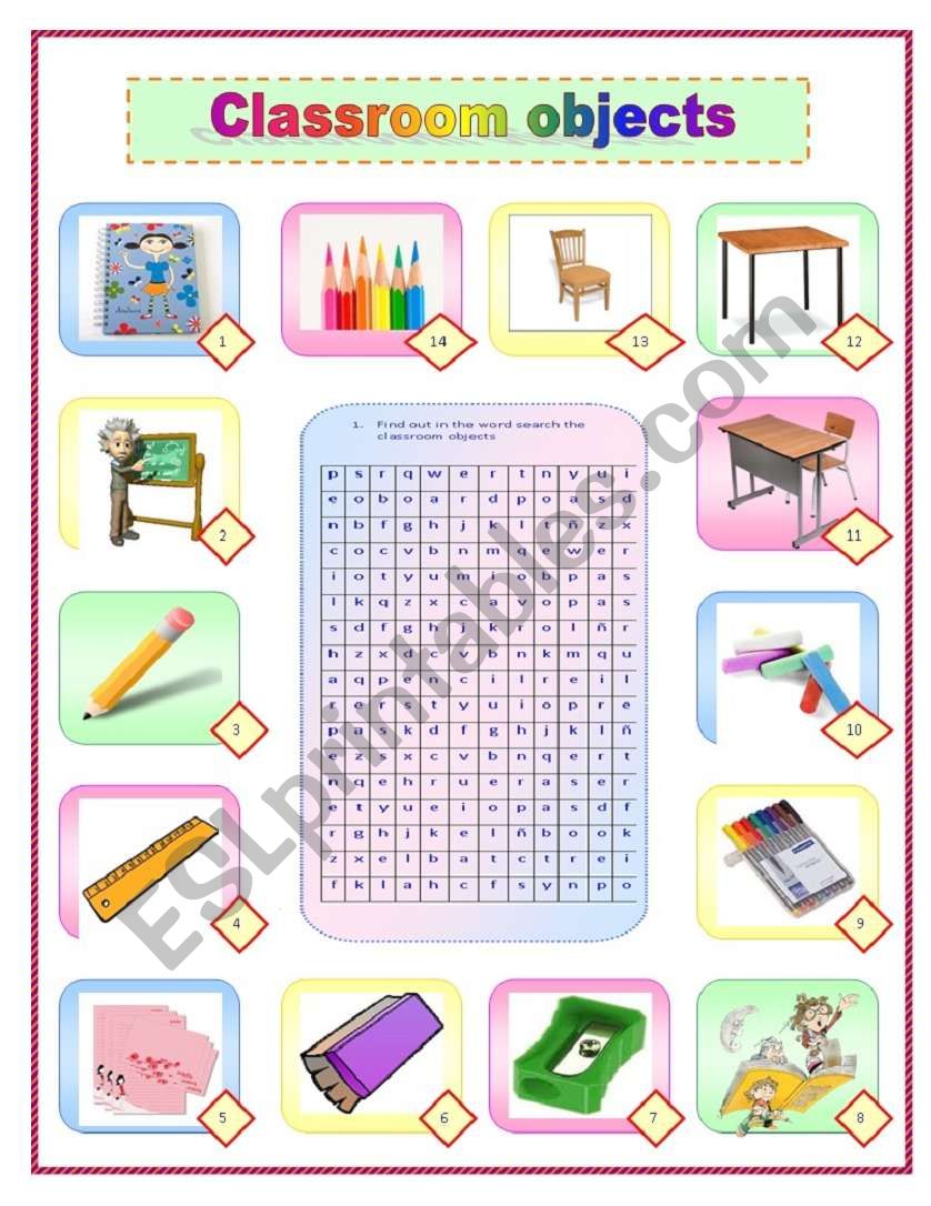 Classroom objects worksheet