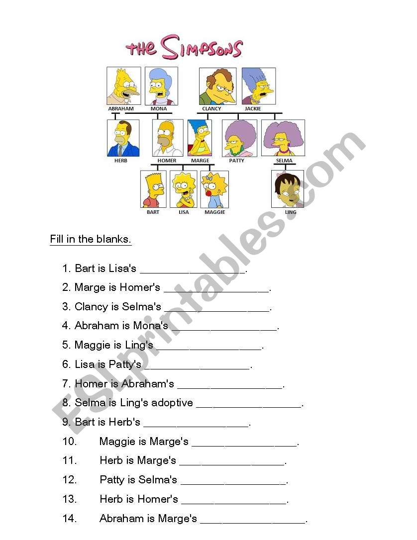 Family Tree worksheet