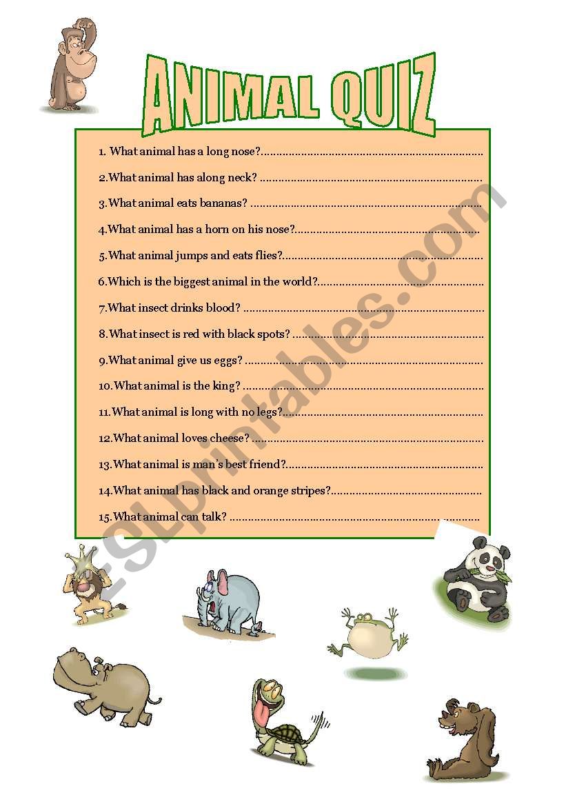 ANIMAL QUIZ worksheet