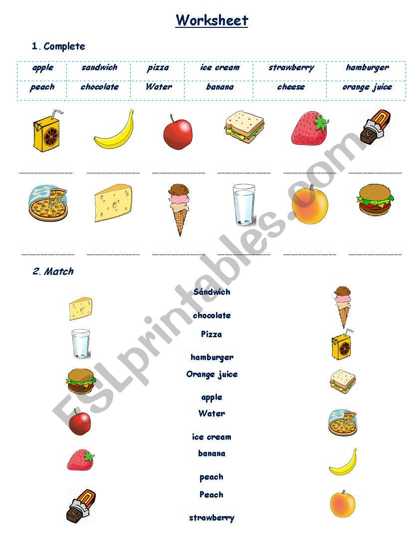 Food worksheet