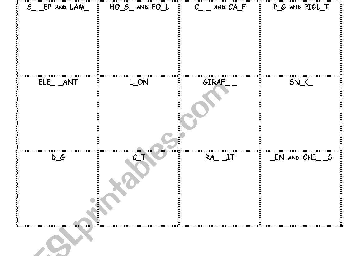 Animals and Places worksheet