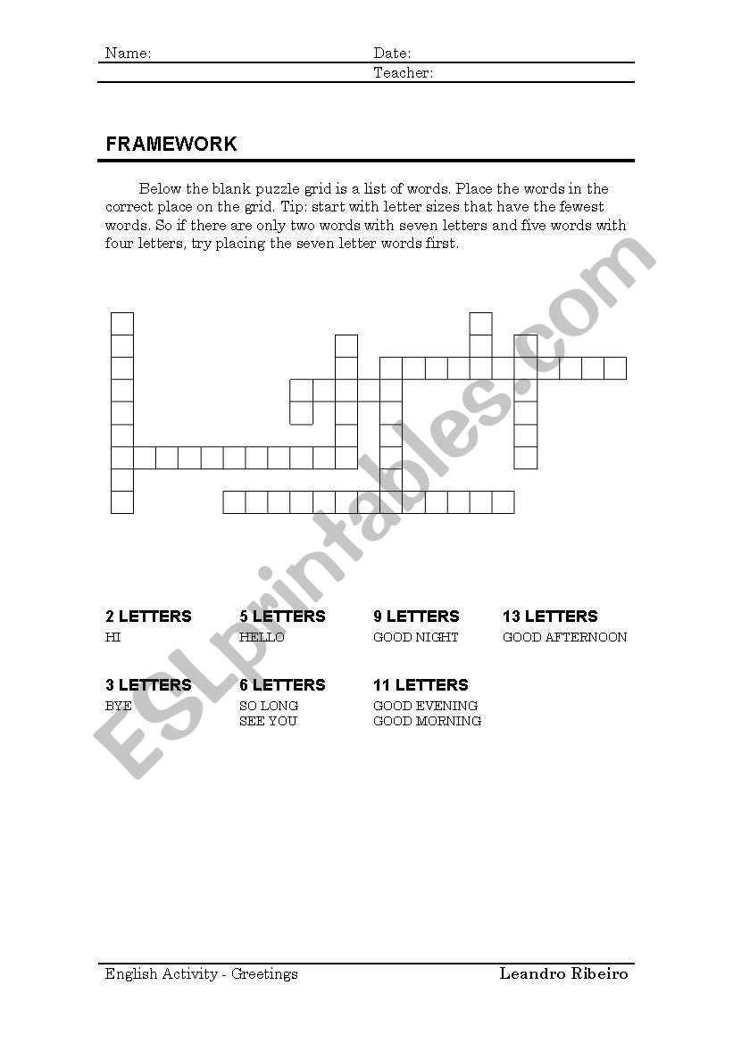 Greetings worksheet