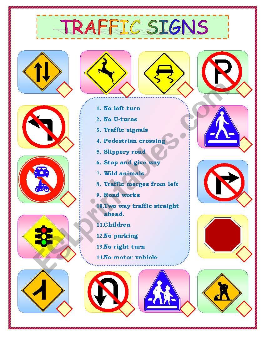 TRAFFIC SIGNS worksheet