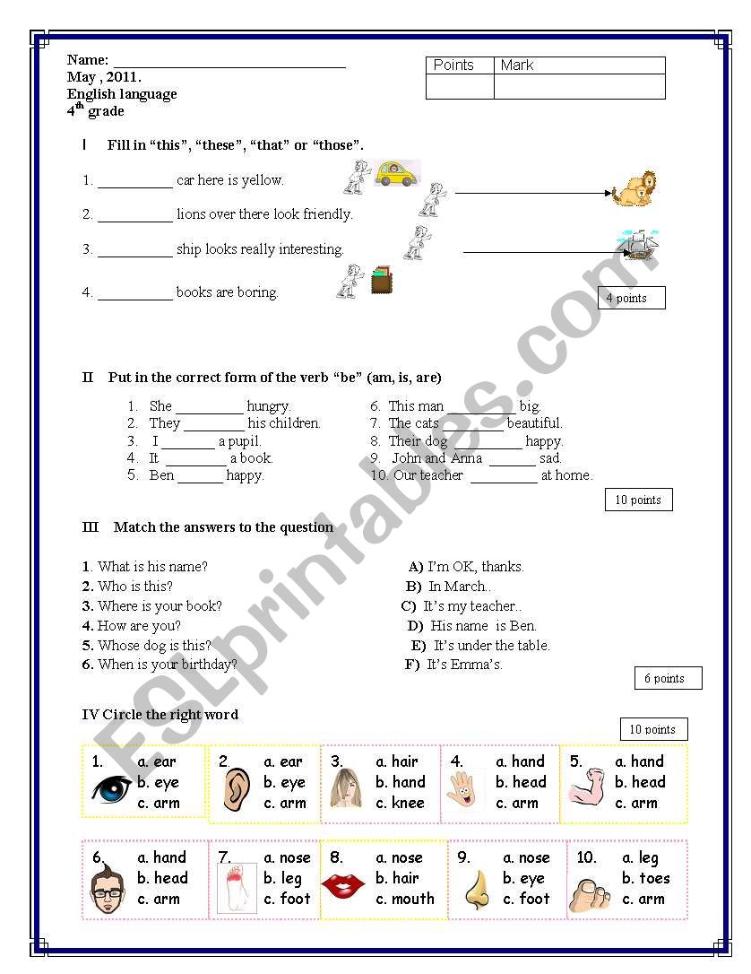 Test for very young kids worksheet