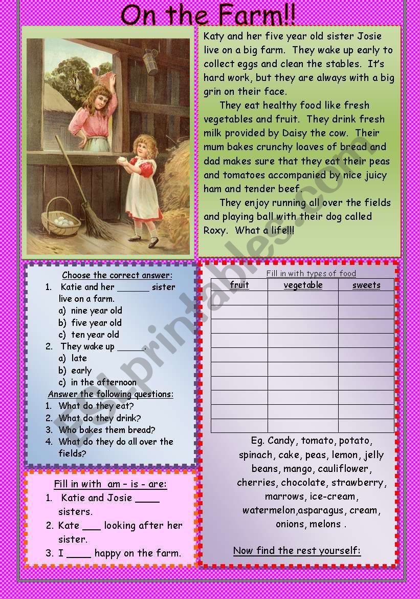 On the farm! worksheet