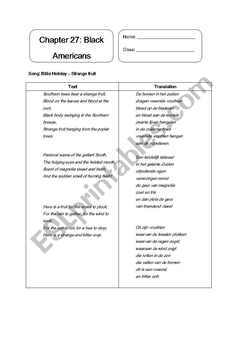 History - Black Americans worksheet